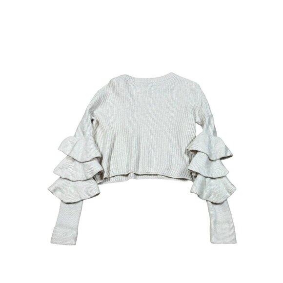 Club Monaco ASAL 100% Merino Wool Tiered Ruffle Sleeves Pullover Sweater Sz M - Picture 8 of 12